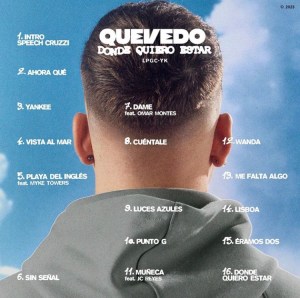 Contraportada del disco de Quevedo, Donde Quiero Estar | Fuente: Quevedo vía Instagram